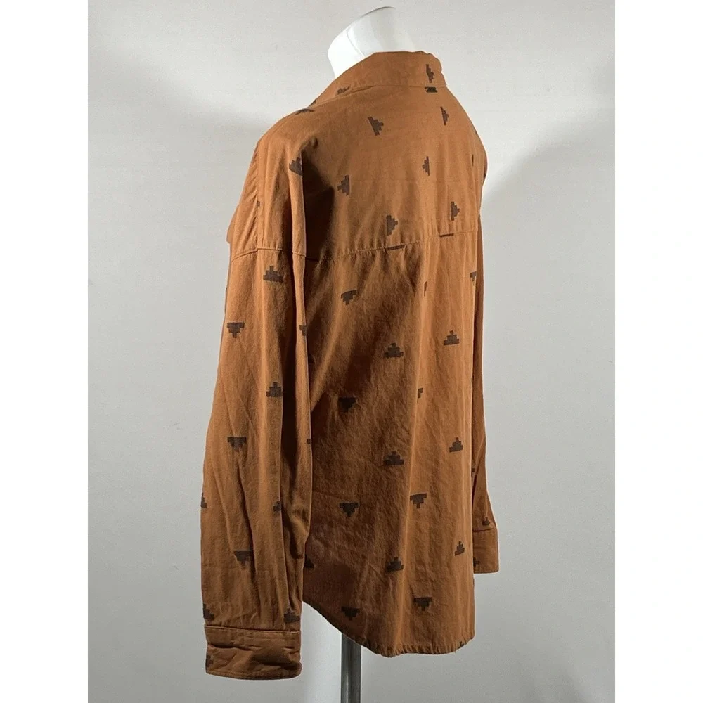 Prana Embroidered Shirt Womens Medium Long Sleeve Boho Festival Artisan